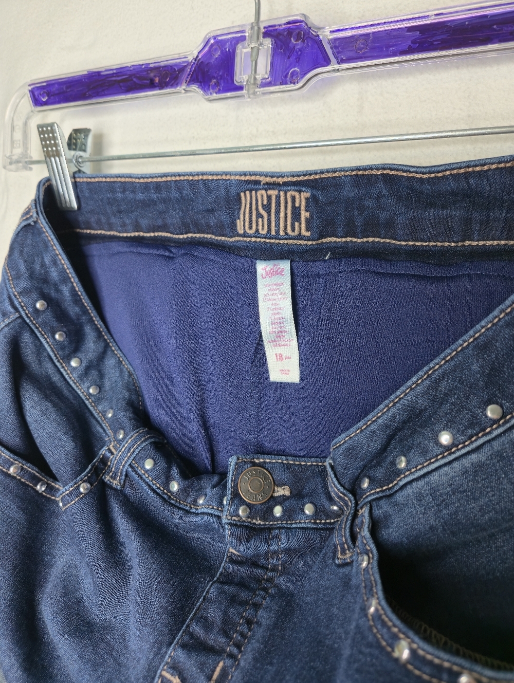 Justice Girls Denim Blue Skort With Stud Details Size 18 Plus - Picture 6 of 7